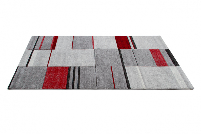 Covor contemporan geometric rosu-gri|Covoare moderne premium [4]