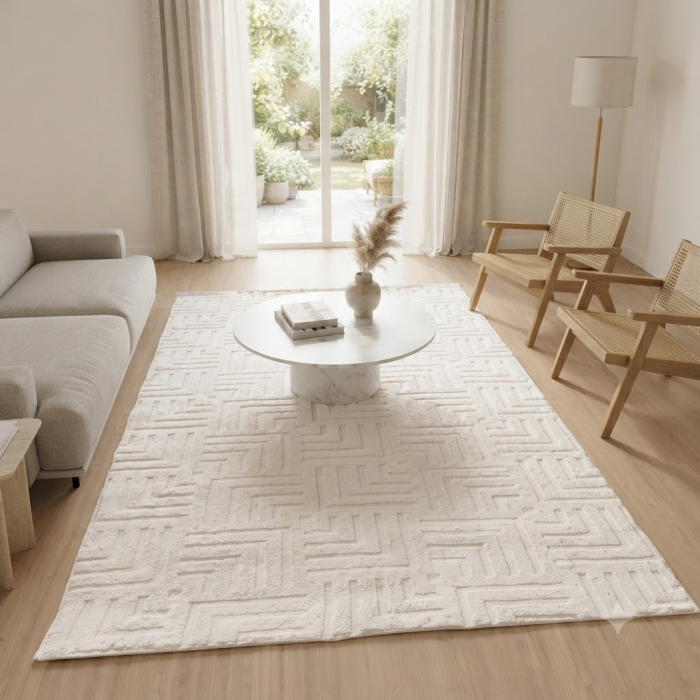 Covor geometric crem mare | Covoare pentru spatii ample [2]