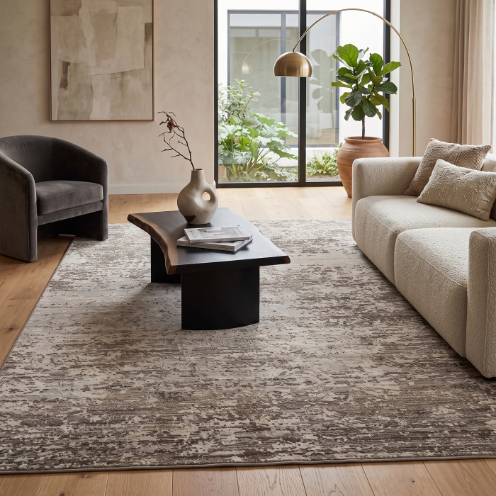 Covor living gri din viscoză cu model abstract la dimensiune mare [2]