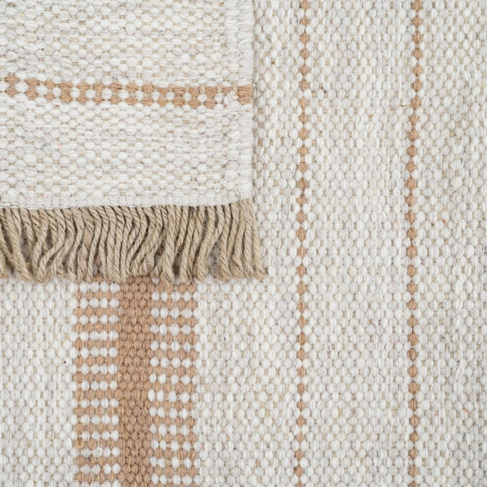 Covor modern natural din lână iută și bumbac cu dungi bej [5]