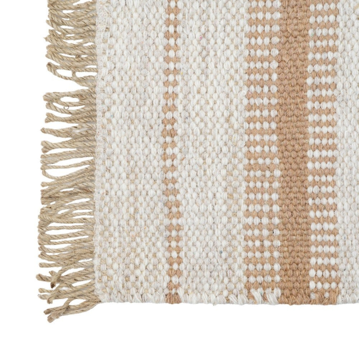 Covor modern natural din lână iută și bumbac cu dungi bej [4]
