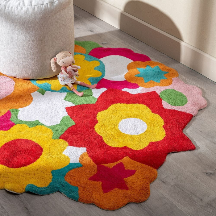 Covor rotund bumbac model floral|Covoare lavabile pentru decor modern [5]