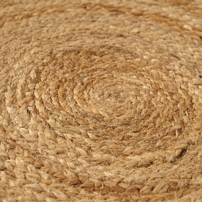 Covor rotund din iută cu petale împletite pe margine și centru în spirală [2]