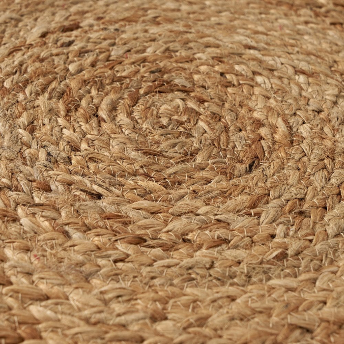 Covor rotund mare din iută cu împletitură groasă în cercuri, de culoarea mierii [2]
