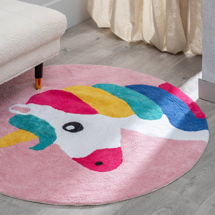 Covor rotund bumbac model unicorn|Covoare pentru camere de copii [2]