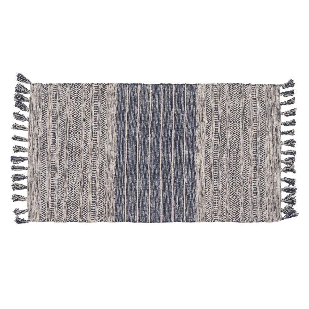 Covor rustic albastru-alb tesut manual | Covoare traditionale [1]