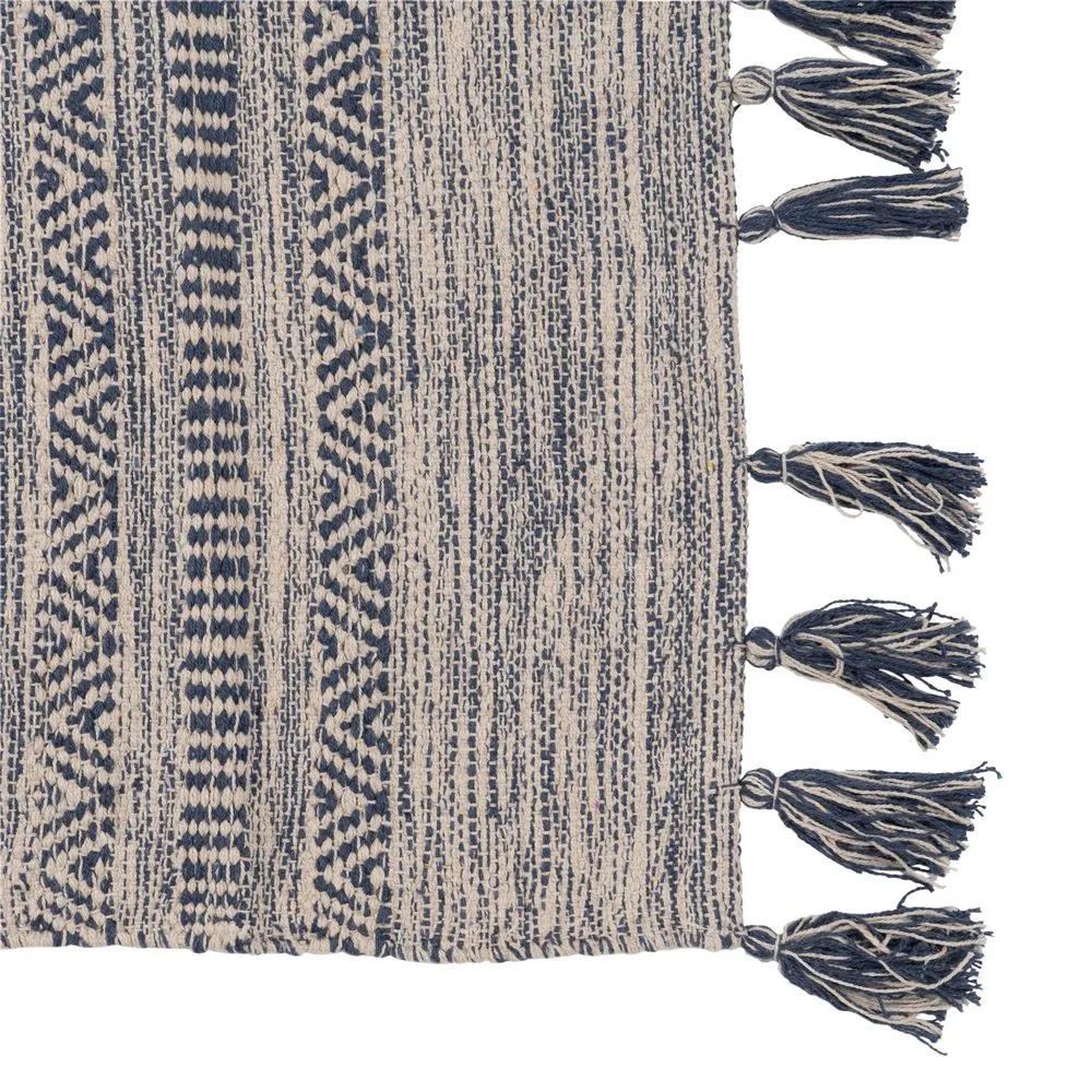 Covor rustic albastru-alb tesut manual | Covoare traditionale [2]