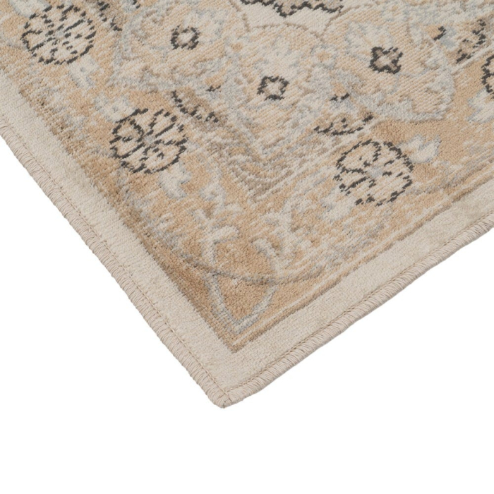Covor vintage din viscoză în tonuri naturale cu bordură decorativă [2]