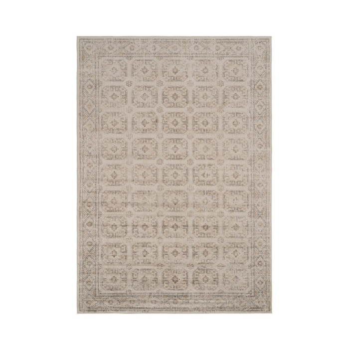 Covor vintage gri din viscoză cu model geometric ornamental [1]
