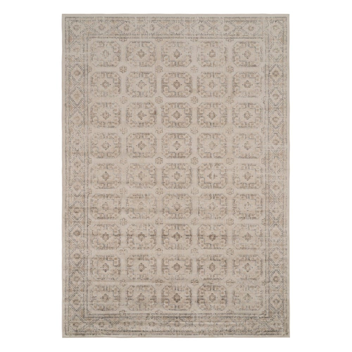 Covor vintage gri din viscoză, model geometric ornamental, dimensiune mare [1]