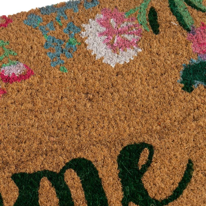Covoraș din fibră de cocos cu Home verde și bordură florală [2]