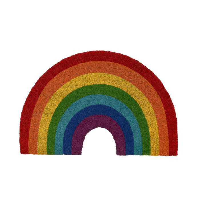 Covoraș în formă de curcubeu din fibră de cocos, cu benzi colorate vii [1]