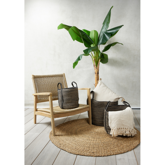 Covoraș rotund iarbă de mare bej natural stil scandinav 120 cm [3]