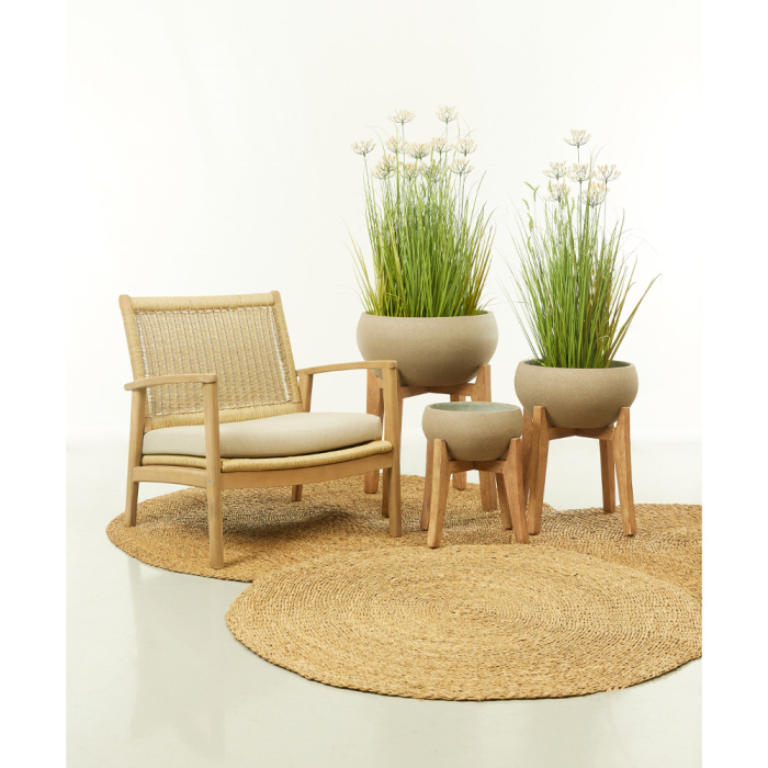 Covoraș rotund iarbă de mare bej natural stil scandinav 120 cm [4]