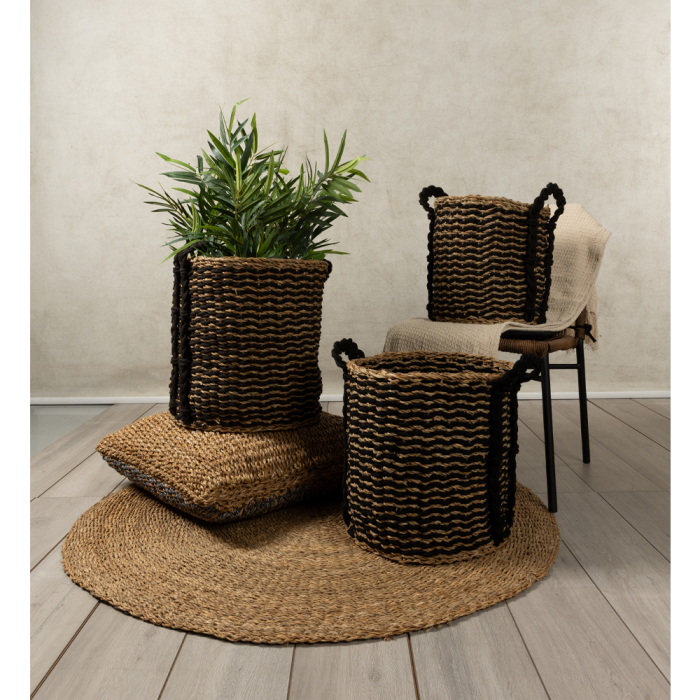 Covoraș rotund iarbă de mare bej natural stil scandinav 120 cm [2]