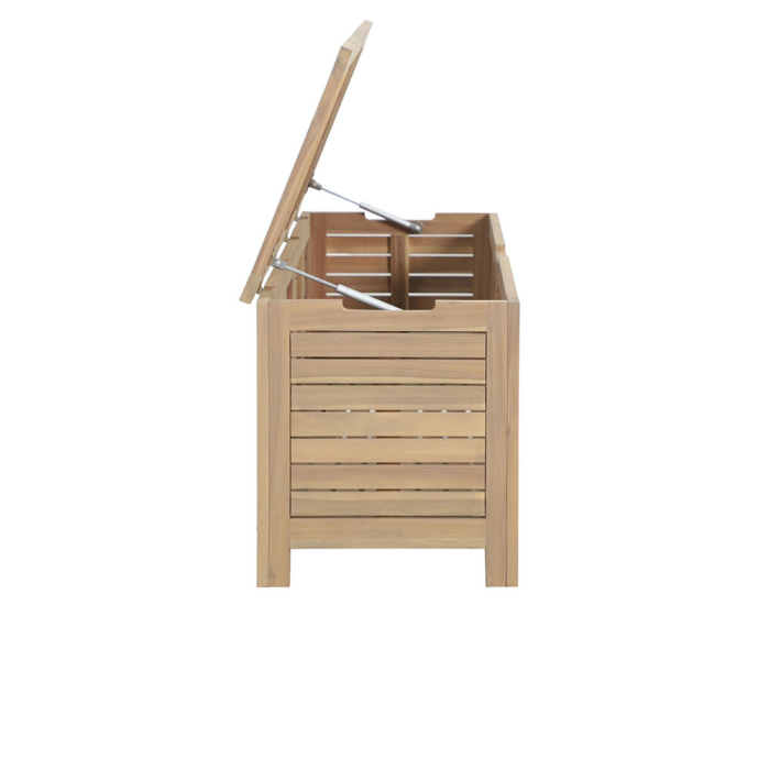 Cufăr de depozitare din lemn de acacia bej [4]