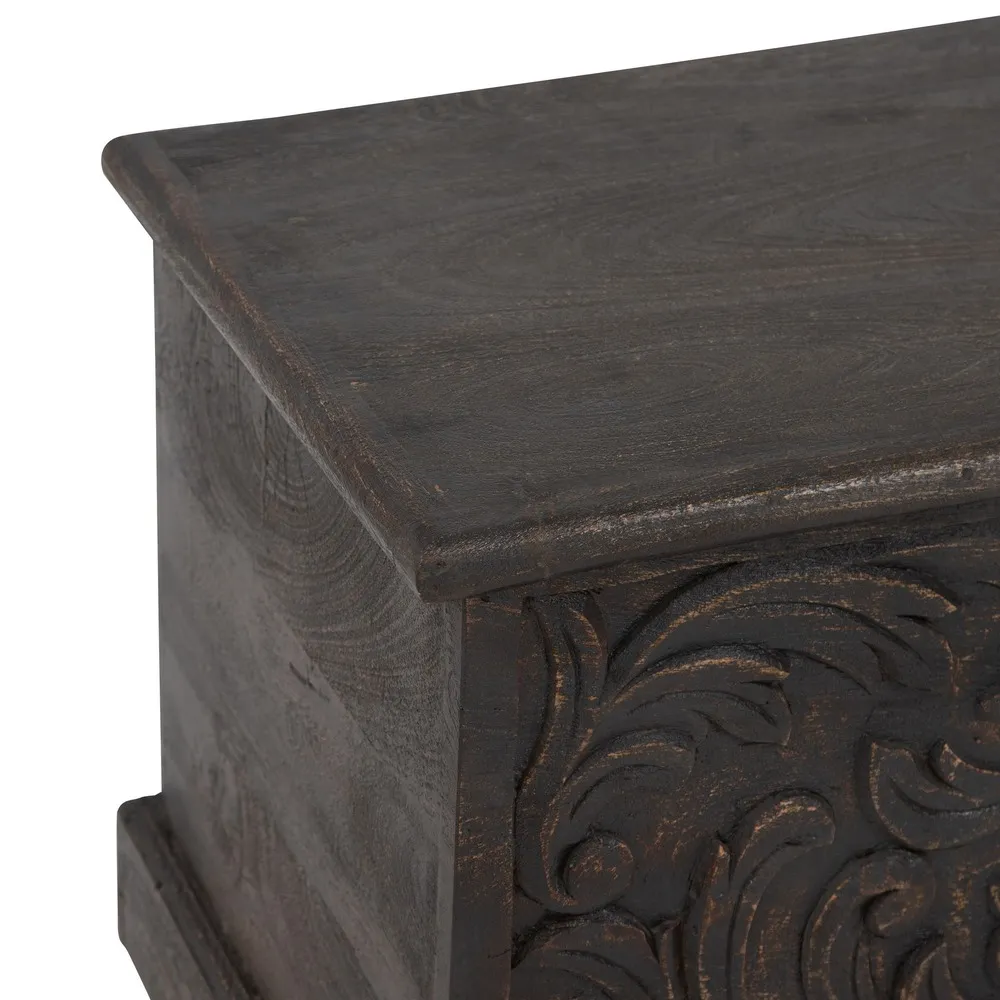 Cufar negru vintage sculptat | Cufere decorative [4]