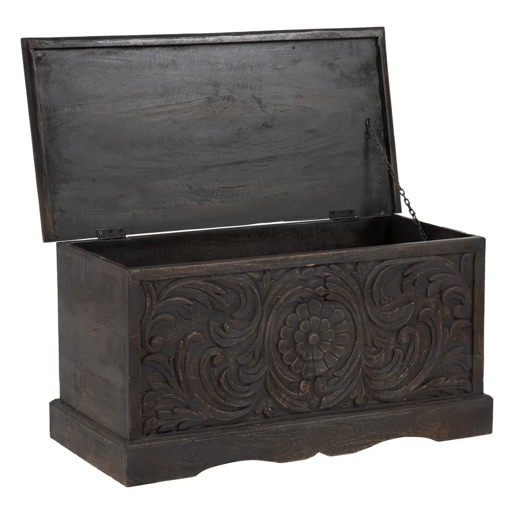 Cufar negru vintage sculptat | Cufere decorative [3]