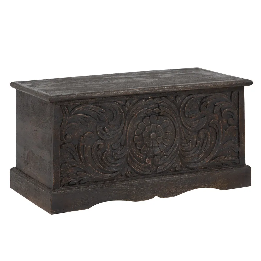 Cufar negru vintage sculptat | Cufere decorative [2]