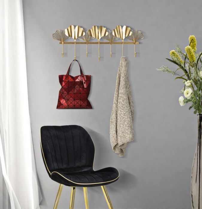 Cuier perete auriu frunze ginkgo CreativDeco [2]