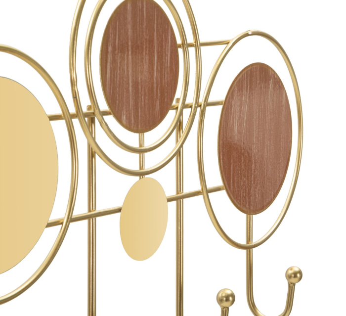 Cuier perete auriu cercuri geometrice lemn [2]