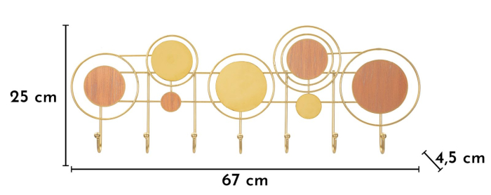 Cuier perete auriu cercuri geometrice lemn [6]