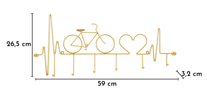 Cuier perete metal auriu bicicletă design modern [6]