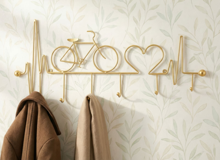 Cuier perete metal auriu bicicletă design modern [2]