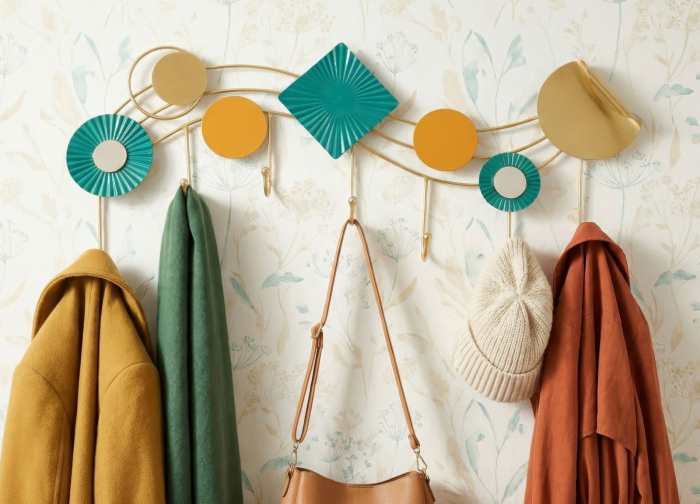 Cuier perete auriu forme geometrice colorate [5]