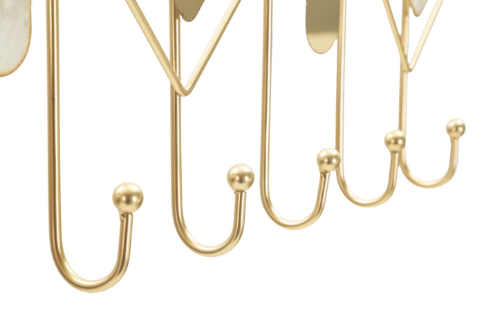 Cuier de perete decorativ metal auriu cu forme geometrice si accente albastre [5]