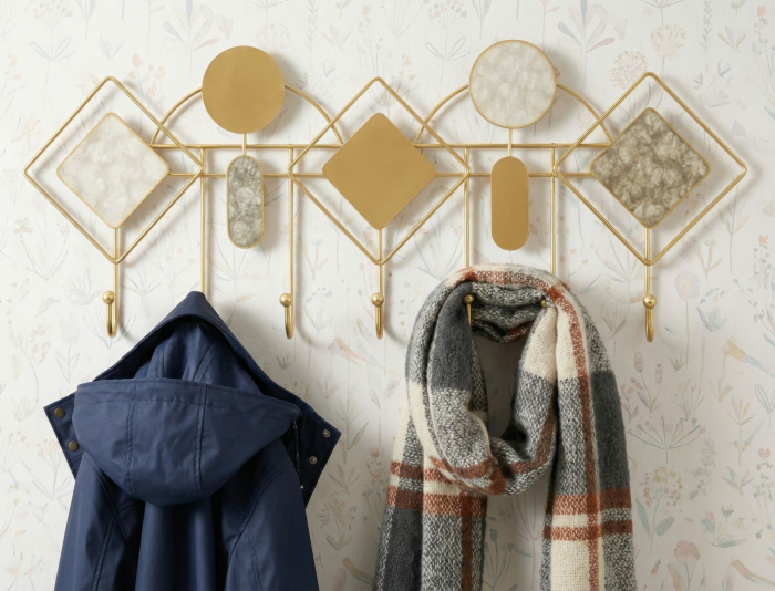 Cuier perete auriu geometric efect marmorat [5]