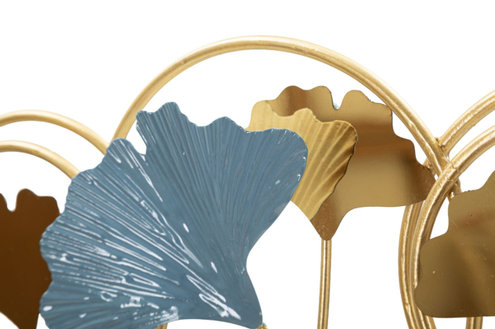 Cuier de perete decorativ metal auriu cu frunze ginkgo multicolore [5]