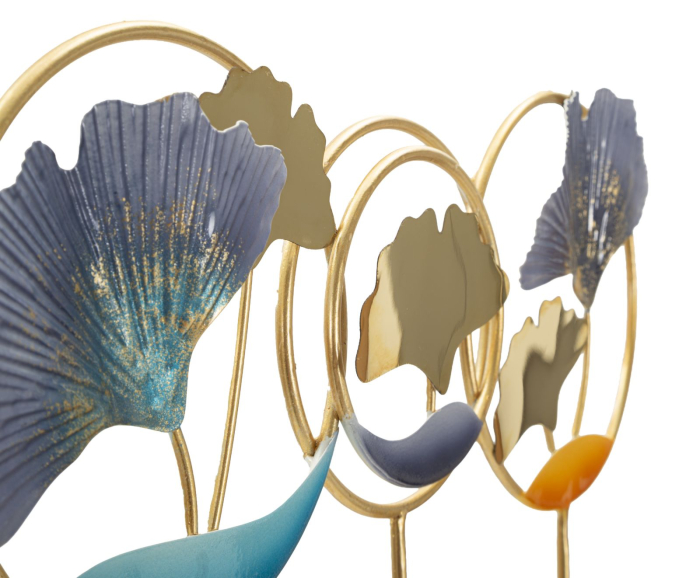 Cuier de perete decorativ metal auriu cu frunze stilizate multicolore [2]