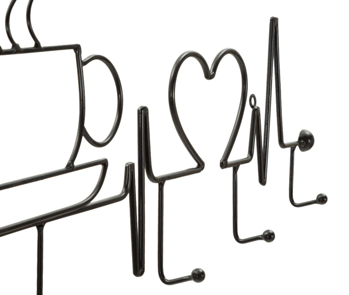 Cuier perete metal negru cafea design modern [3]