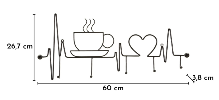 Cuier perete metal negru cafea design modern [6]