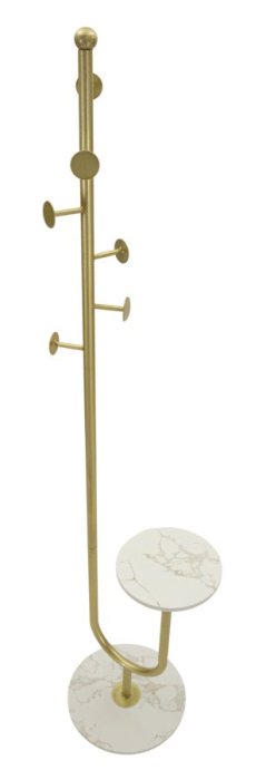 Cuier de podea metal auriu cu poliță laterală și bază marmură [3]