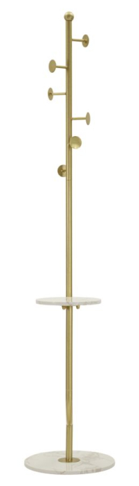 Cuier de podea metal auriu cu poliță laterală și bază marmură [2]