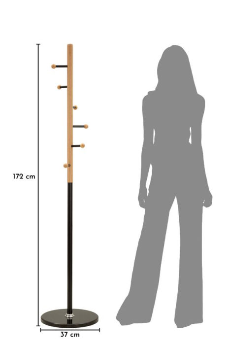Cuier pom lemn fag și metal negru cu cârlige laterale [7]