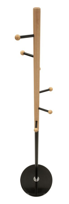 Cuier pom lemn fag și metal negru cu cârlige laterale [6]