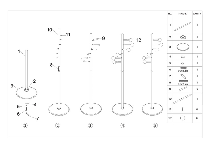 Cuier pom lemn fag și metal negru cu cârlige laterale [8]