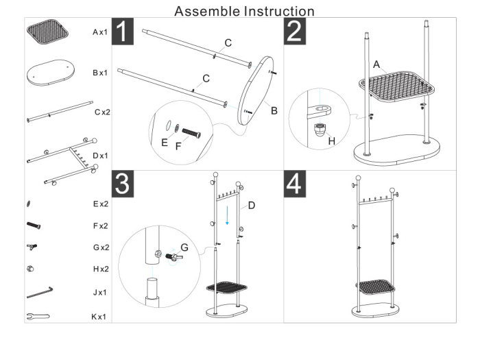 Cuier de podea din metal auriu cu bază marmură neagră design elegant [10]