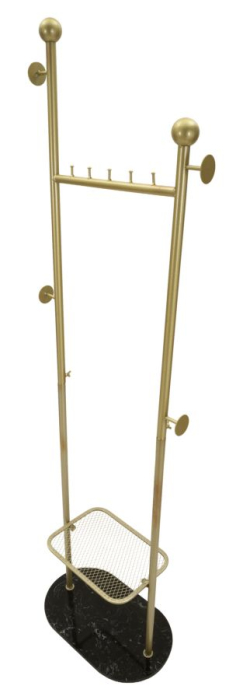 Cuier de podea din metal auriu cu bază marmură neagră design elegant [4]
