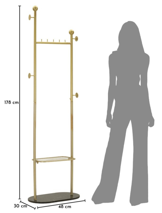 Cuier de podea din metal auriu cu bază marmură neagră design elegant [9]