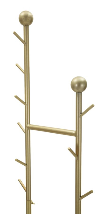 Cuier de podea din metal auriu cu cârlige și bază marmură neagră [5]