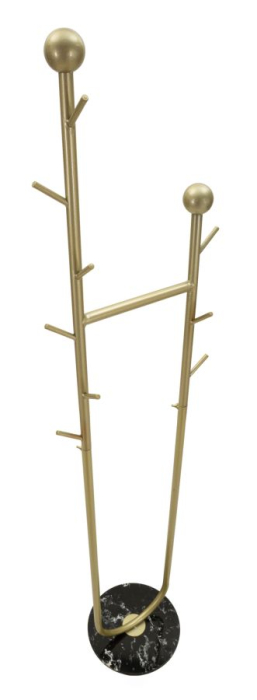 Cuier de podea din metal auriu cu cârlige și bază marmură neagră [3]