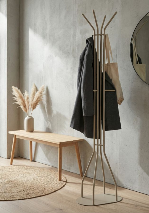 Cuier de podea metal gri taupe cu cârlige multiple [7]