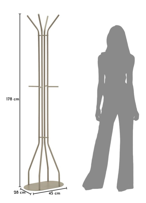 Cuier de podea metal gri taupe cu cârlige multiple [8]
