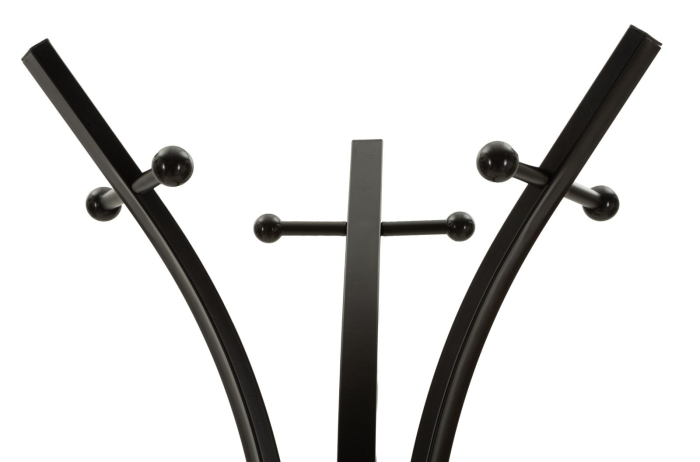 Cuier de podea metal negru cu lemn de stejar și cârlige [5]