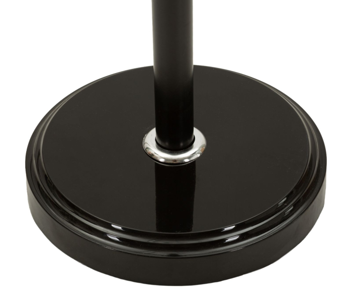 Cuier de podea metal negru cu suport lemn și cârlige laterale [5]