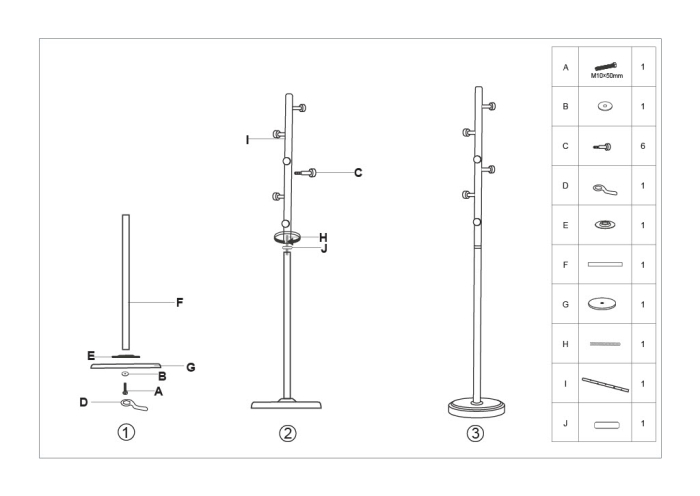 Cuier de podea metal negru cu suport lemn și cârlige laterale [8]